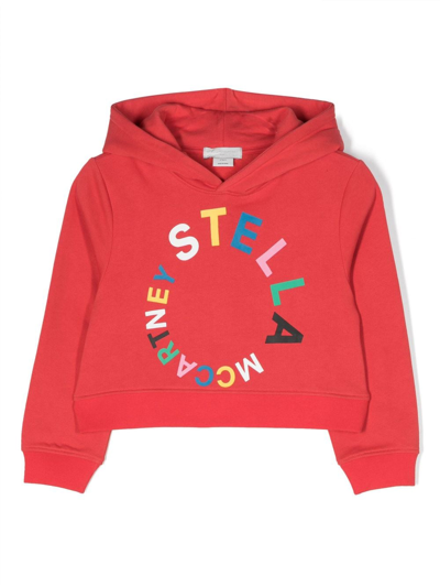 Shop Stella Mccartney Logo-print Cotton Hoodie In Red