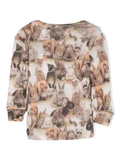 Molo Eli Baby Rabbits Merino Wool Sweatshirt In Neutrals