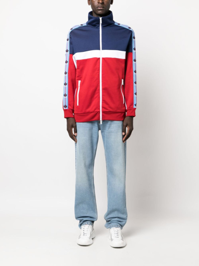 Shop Dsquared2 Logo-tape Detail Zip-up Cardigan In Blue