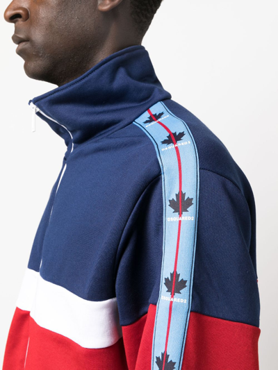 Dsquared2 Logo-tape Detail Zip-up Cardigan In Blue
