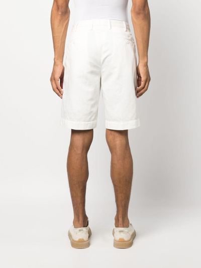 Shop Incotex Off-centre Fastening Bermuda Shorts In White