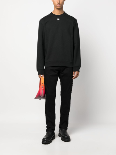 Shop Courrèges Logo-patch Cotton Sweatshirt In Black