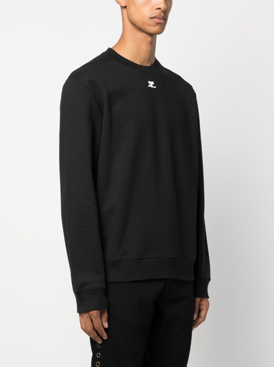 Shop Courrèges Logo-patch Cotton Sweatshirt In Black