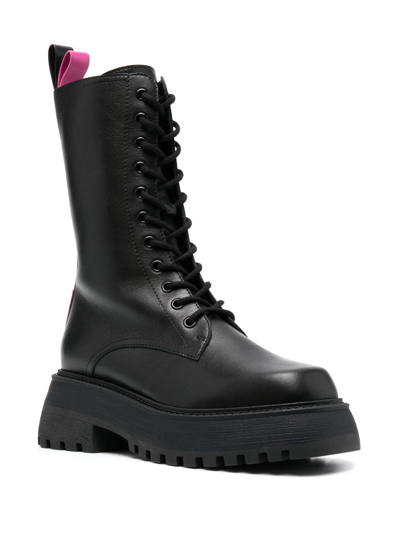 3juin Lace-up Leather Boots In Black