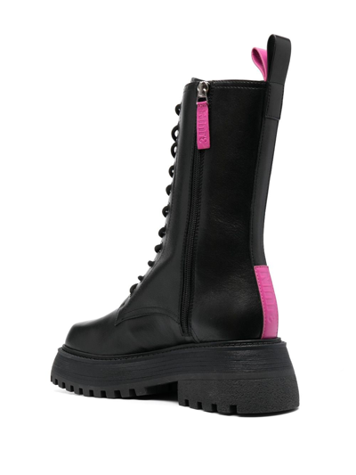 3juin Lace-up Leather Boots In Black