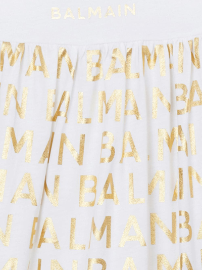 Shop Balmain Jacquard Logo-motif Cotton Babygrow Set In White