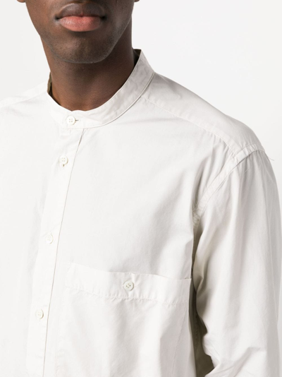 Shop Barena Venezia Band-collar Cotton Shirt In Neutrals