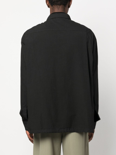 Shop Barena Venezia Drawstring-hem Cotton Shirt In Black