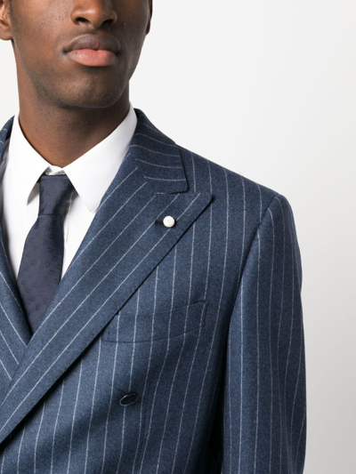 Luigi Bianchi Mantova Striped Double-breasted Suit In Blue