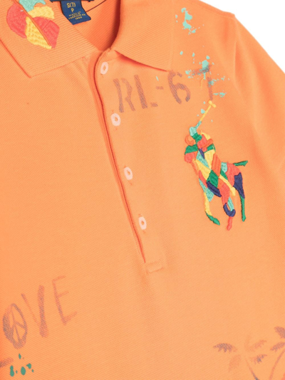 Shop Ralph Lauren Embroidered-details Cotton Polo Shirt In Orange