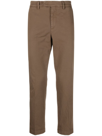 Shop Barena Venezia Mid-rise Cotton Chino Trousers In Brown