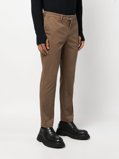 Shop Barena Venezia Mid-rise Cotton Chino Trousers In Brown