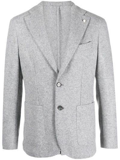 Shop Luigi Bianchi Mantova Single-breasted Wool-blend Blazer In Grey