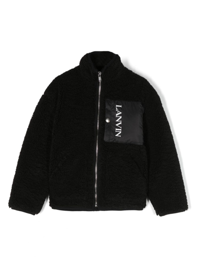 Shop Lanvin Enfant Logo-print Fleece Padded Jacket In Black