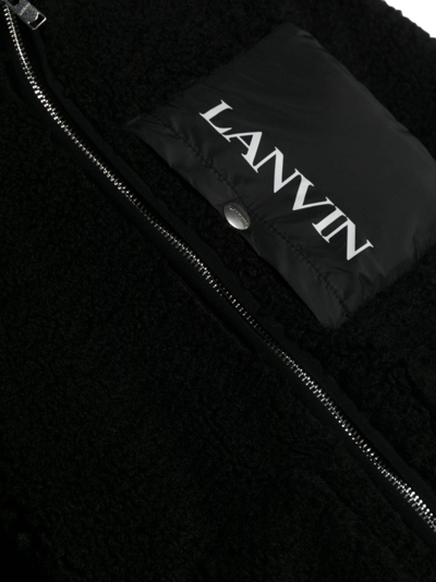 Shop Lanvin Enfant Logo-print Fleece Padded Jacket In Black