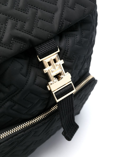 Shop Tommy Hilfiger Th Monogram Quilted Backpack In Black