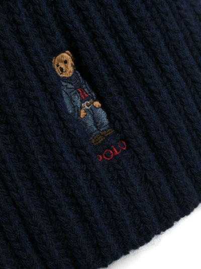 Shop Polo Ralph Lauren Polo Bear Wide-ribber Scarf In Blue