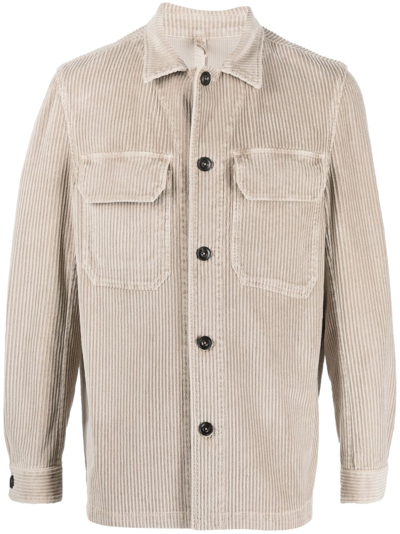 Shop Luigi Bianchi Mantova Button-up Corduroy Shirt Jacket In Neutrals