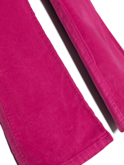 Shop Il Gufo Velour Flared Track Pants In Pink