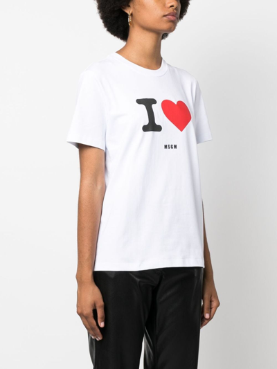 Shop Msgm Logo-flocked Cotton T-shirt In White