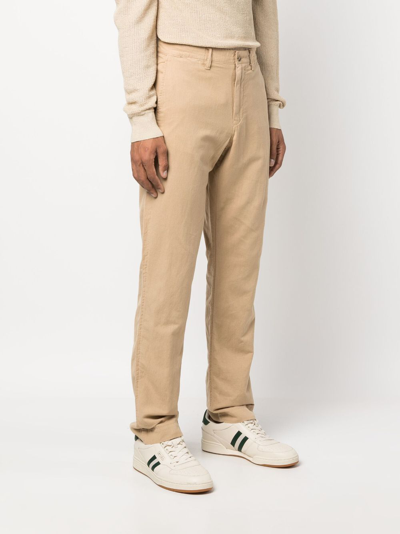 Shop Polo Ralph Lauren Straight-leg Linen-blend Trousers In Neutrals