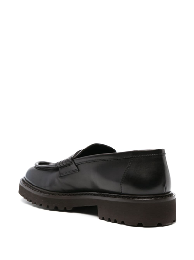 Shop Doucal's Almond-toe Leather Loafers In Brown