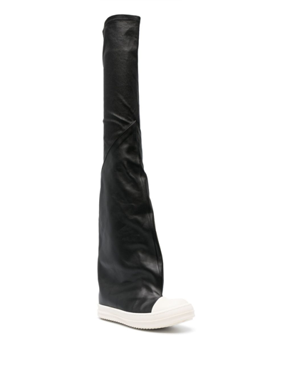 Shop Rick Owens 30mm Contrast-toe Thigh-high Boots In Black