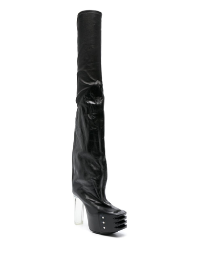 Shop Rick Owens 135mm Block-heel Platform Boots In Black
