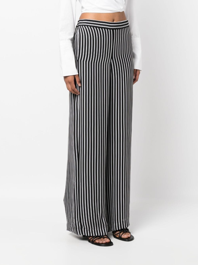 Shop Michael Michael Kors Striped Wide-leg Trousers In Black