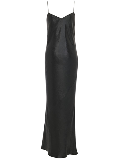 Shop Saint Laurent Cowl-effect Silk Slip Dress In Black