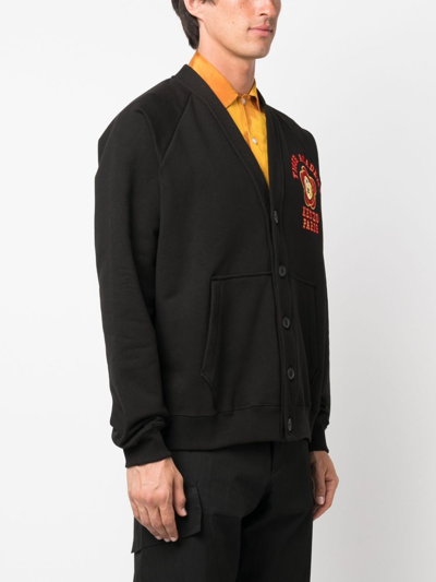 Shop Kenzo Tiger Academy Cotton Cardigan In Black