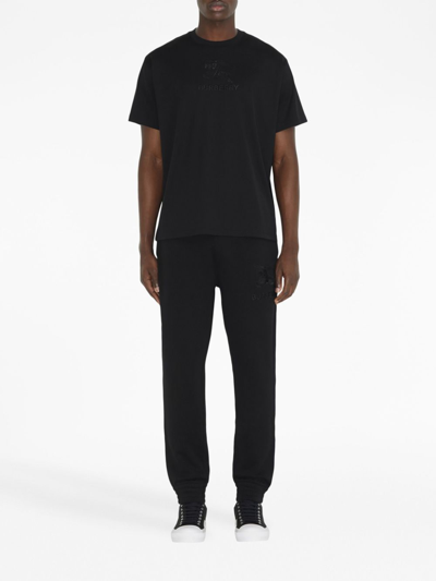 Shop Burberry Ekd-embroidery Cotton Track Pants In Schwarz