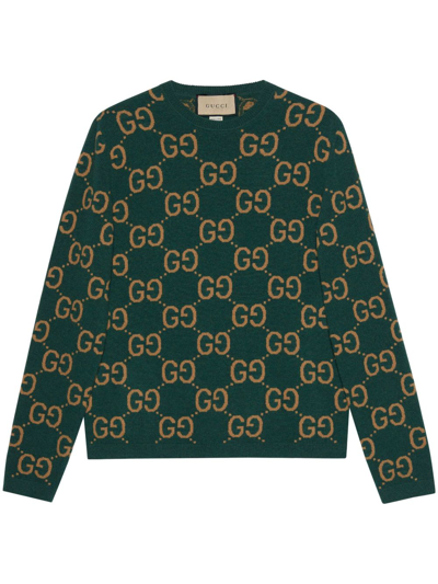 Gucci Gg Wool Jacquard Jumper In Green | ModeSens