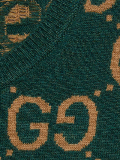 Shop Gucci Gg Intarsia-knit Wool Jumper In Grün
