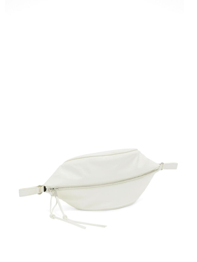 Jil Sander Logo-embossed Leather Shoulder Bag In Weiss
