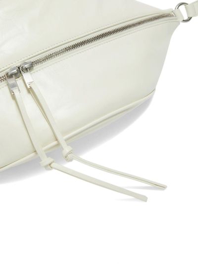 Jil Sander Logo-embossed Leather Shoulder Bag In Weiss