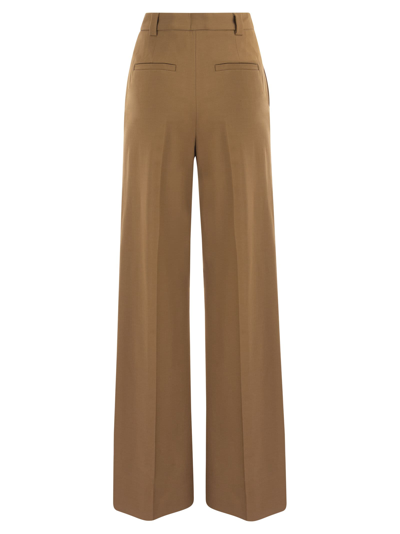 Shop Red Valentino Wide Trousers In Viscose And Wool In Tobacco