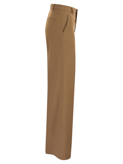 Shop Red Valentino Wide Trousers In Viscose And Wool In Tobacco