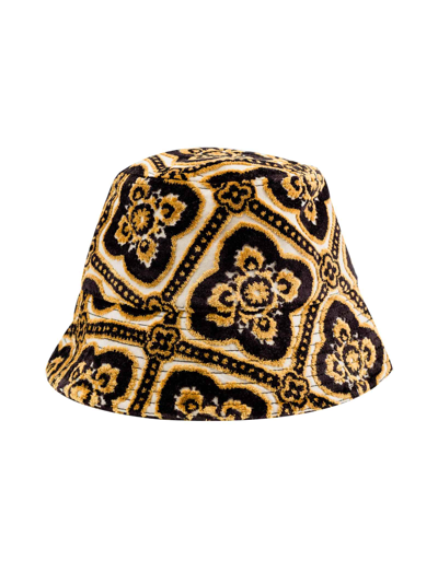 Shop Etro Bucket Hat In Jacquard Velvet In Nero