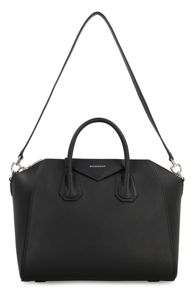 Shop Givenchy Antigona Leather Handbag In Black