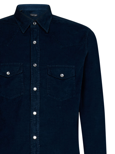 Tom Ford Cotton Shirt In Blue