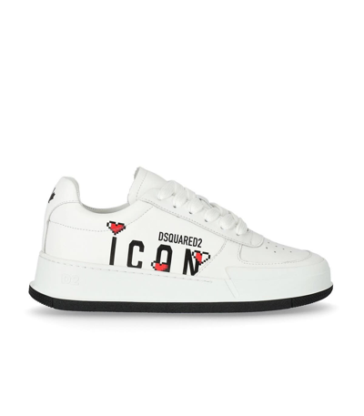 Shop Dsquared2 White Leather Sneakers In Bianco
