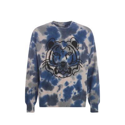 Shop Kenzo Cotton Printed Sweater In Gray