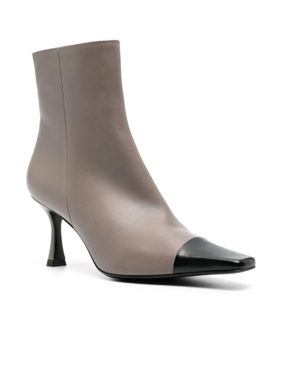 Shop Roberto Festa Taupe Grey Calf Leather Fanny Ankle Boots In Grigio