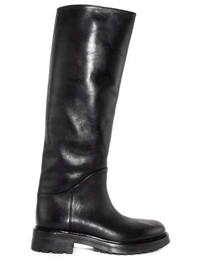 Shop Elena Iachi Black Leather High Boots In Nero