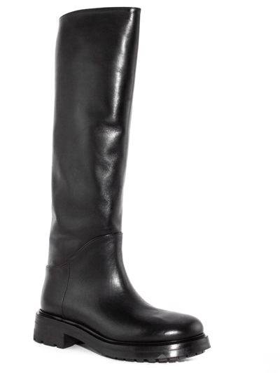 Shop Elena Iachi Black Leather High Boots In Nero