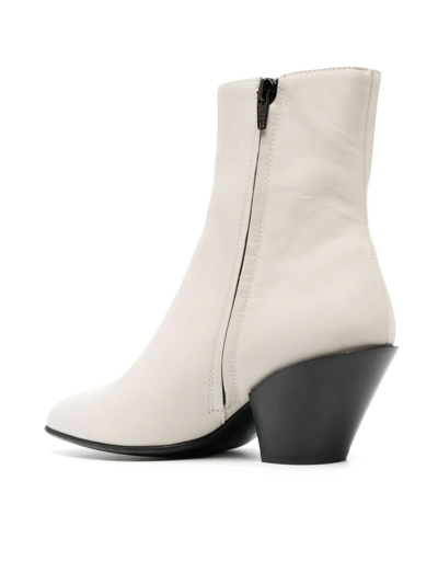 Shop Roberto Festa Bone White Calf Leather Allyk Ankle Boots In Bianco