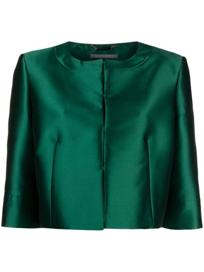 Shop Alberta Ferretti Green Satin Finish Jacket In Verde