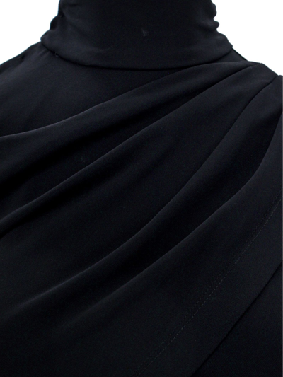 Shop Alberta Ferretti Black Organza Draped Gown In Nera
