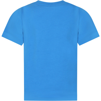 Shop Stella Mccartney Blue T-shirt For Boy With Print And Writing